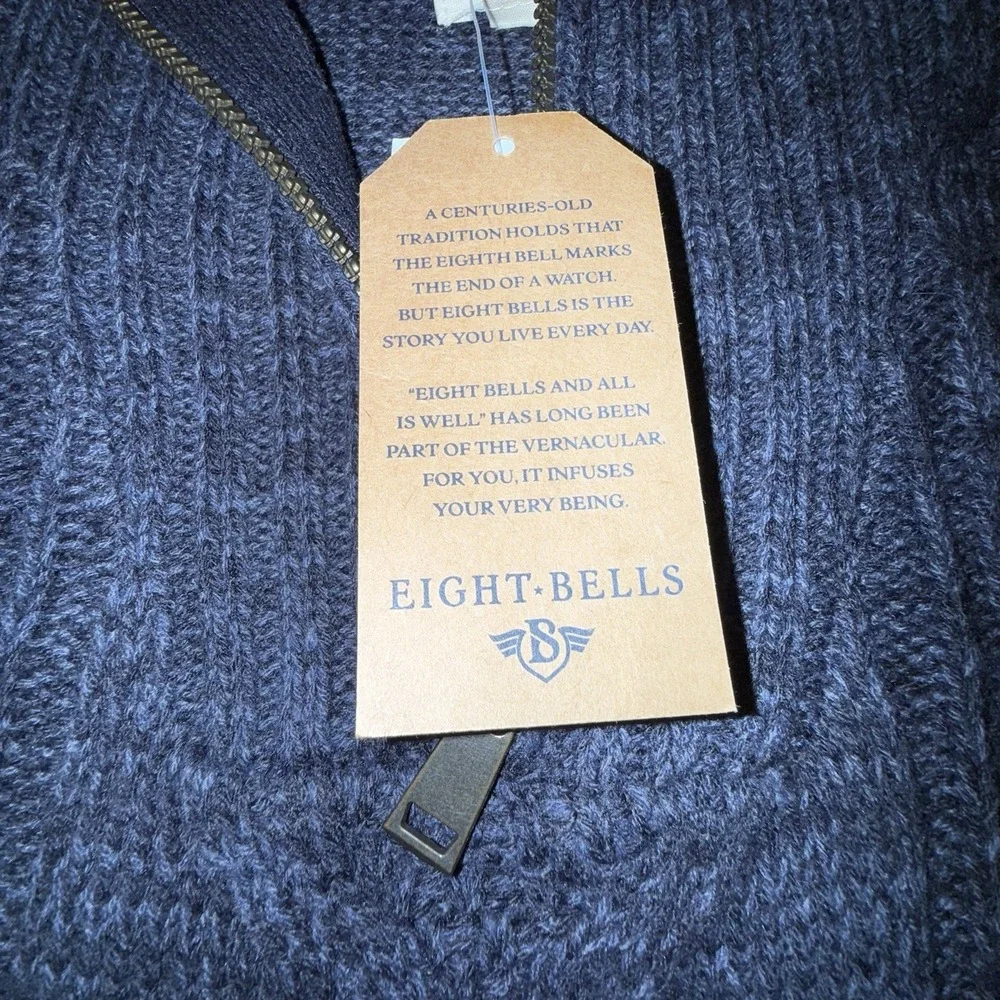 Eight Bell Men's Knitted Quarter Zip Up Pullover Sweater in Navy Blue‎ NWT Dad